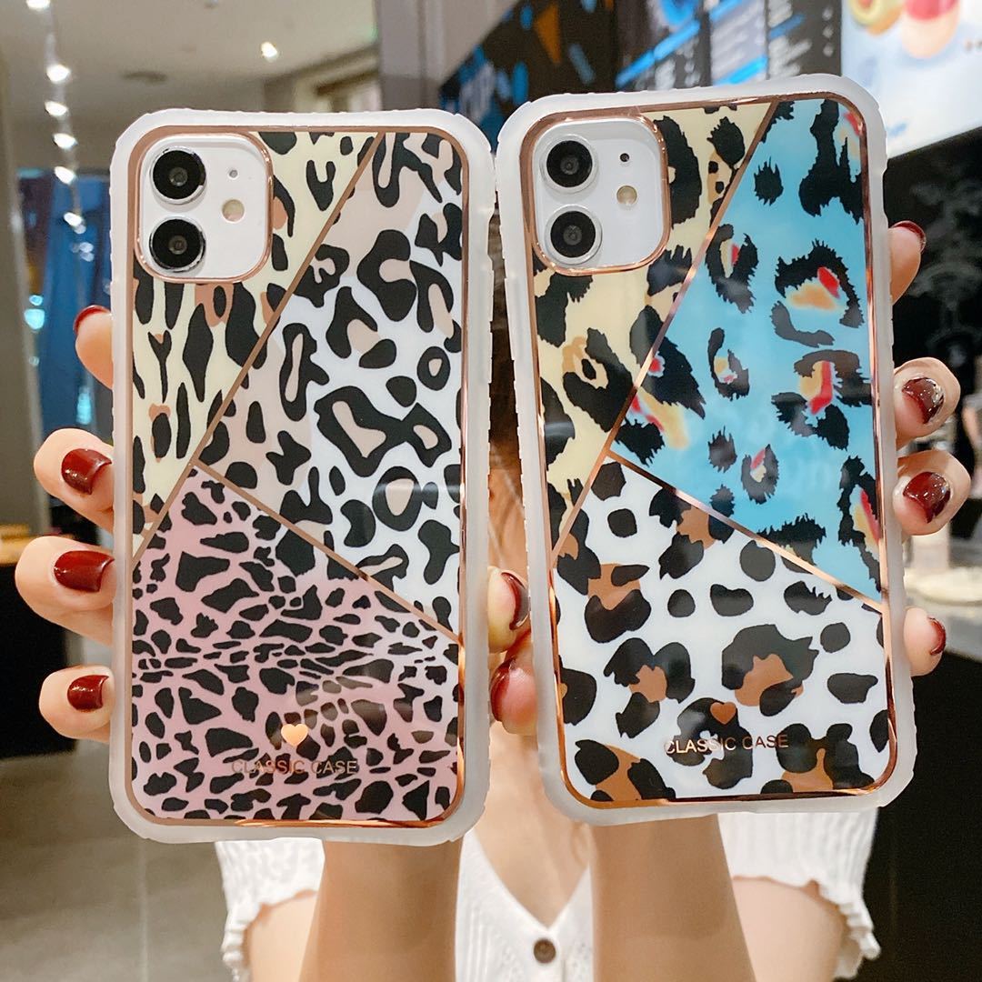 Galvanik Liebe Leopard drucken kleine Taille Schutzhülle Telefon Fall