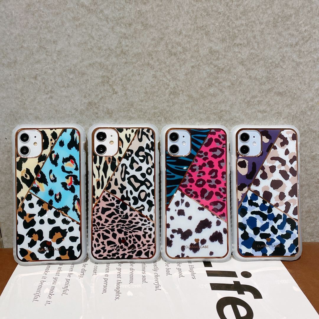 Galvanik Liebe Leopard drucken kleine Taille Schutzhülle Telefon Fall