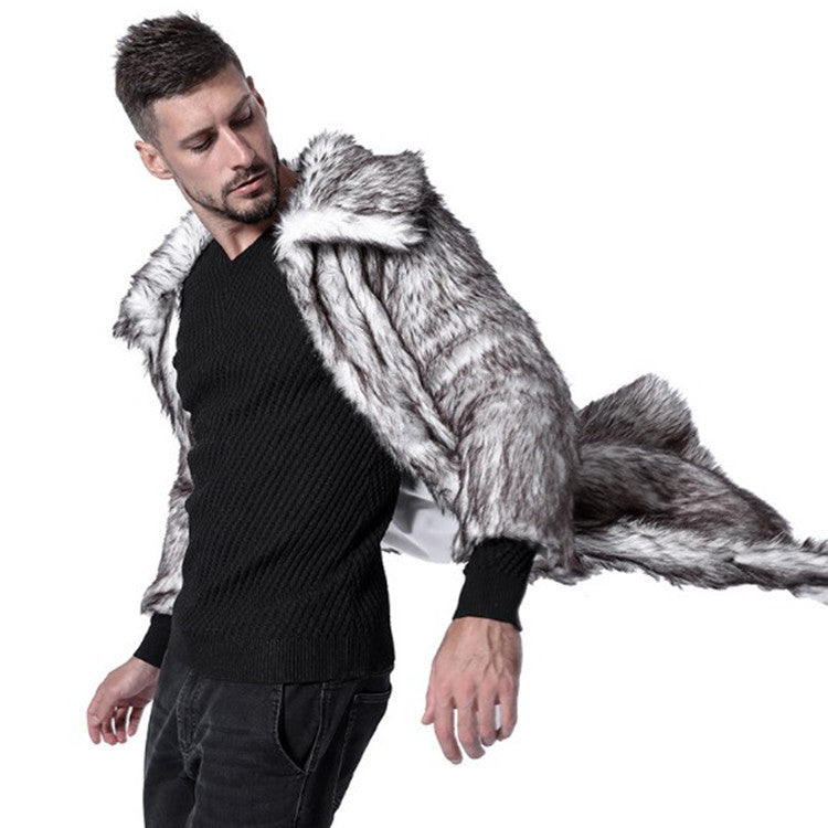 Men's Fur Coat Imitation Fox Fur Large Size Coat Trench Coat Faux Coat New