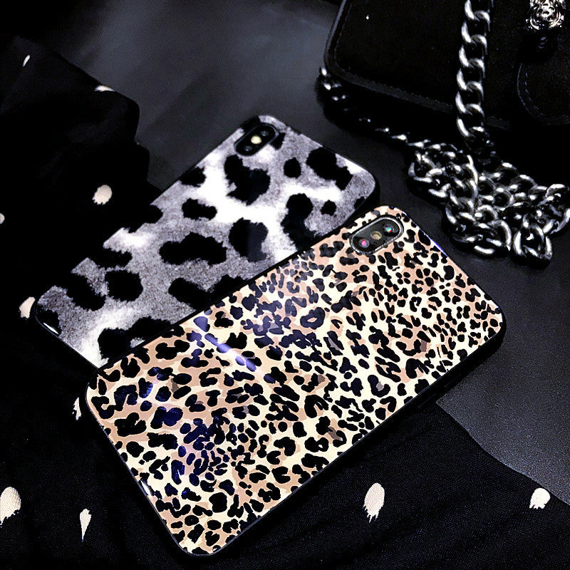 Kompatibel mit Apple, Glas Leopard Print Cold Wind iPhoneXS Net Red Phone Case