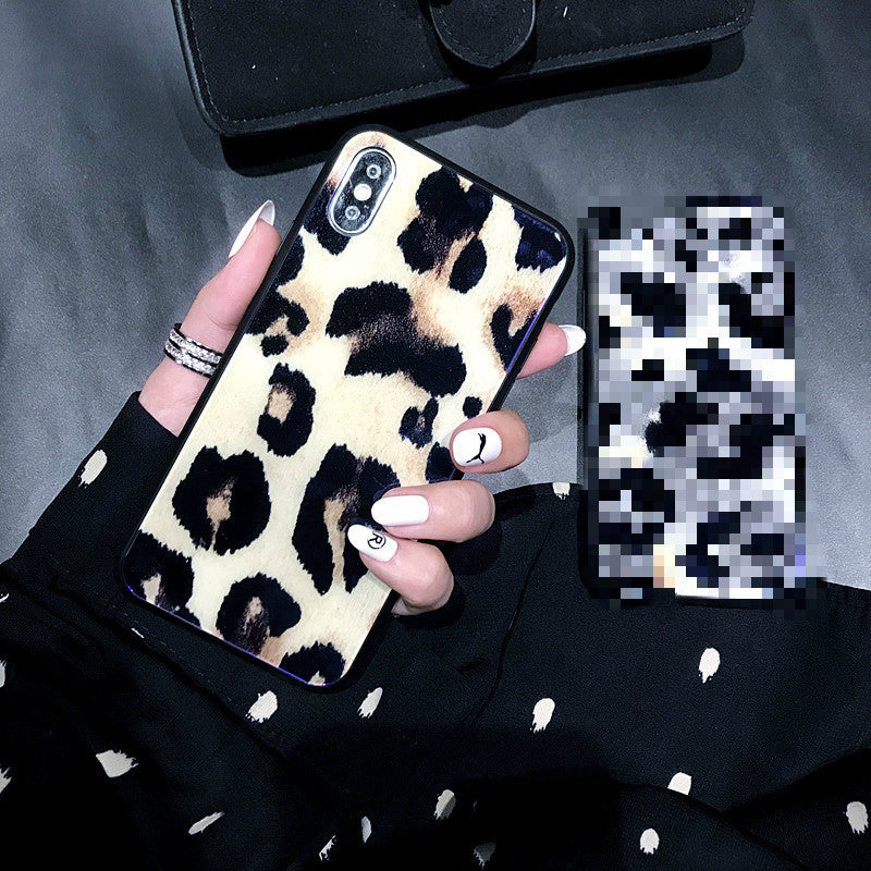 Kompatibel mit Apple, Glas Leopard Print Cold Wind iPhoneXS Net Red Phone Case