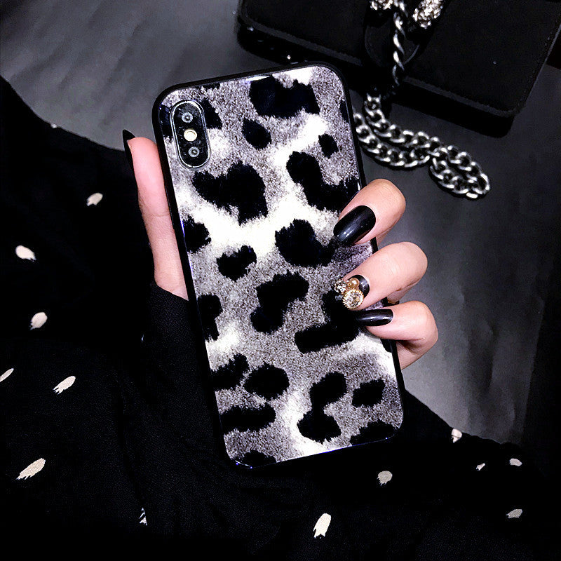 Kompatibel mit Apple, Glas Leopard Print Cold Wind iPhoneXS Net Red Phone Case