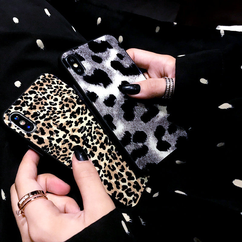 Kompatibel mit Apple, Glas Leopard Print Cold Wind iPhoneXS Net Red Phone Case