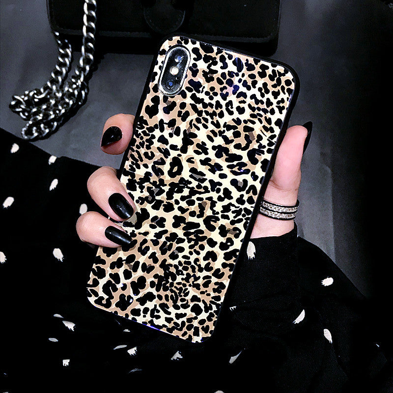 Kompatibel mit Apple, Glas Leopard Print Cold Wind iPhoneXS Net Red Phone Case