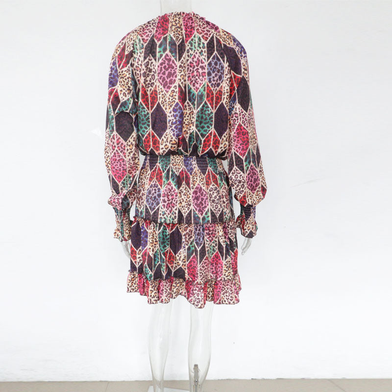 Europäisches und amerikanisches Damen-Kleid mit Leopardenmuster