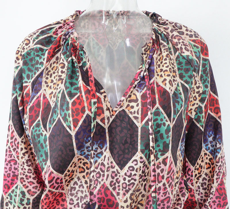 Europäisches und amerikanisches Damen-Kleid mit Leopardenmuster