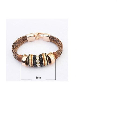 Leopard Snake Print Metall Handgefertigtes Lederarmband