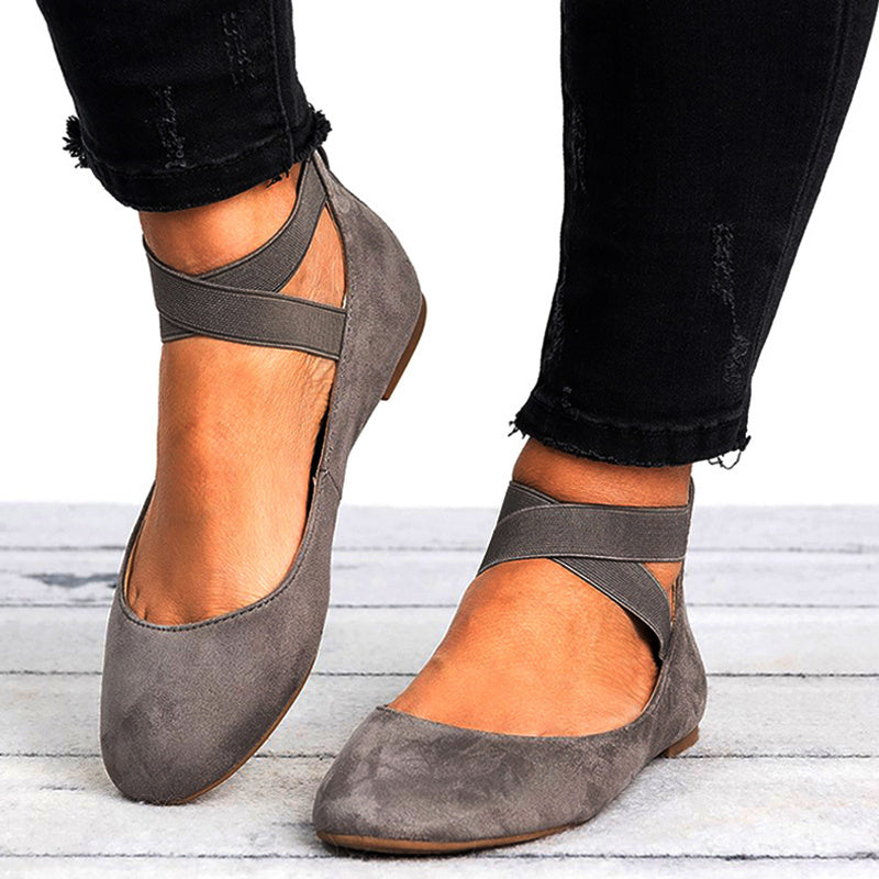 Frauen Frühling Herbst Leopard Print Casual Fashion Weiche Runde Zehe Solide Elastische Riemen Flache Schuhe