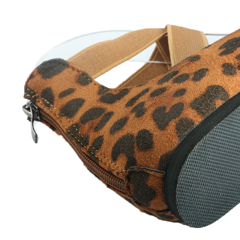 Frauen Frühling Herbst Leopard Print Casual Fashion Weiche Runde Zehe Solide Elastische Riemen Flache Schuhe