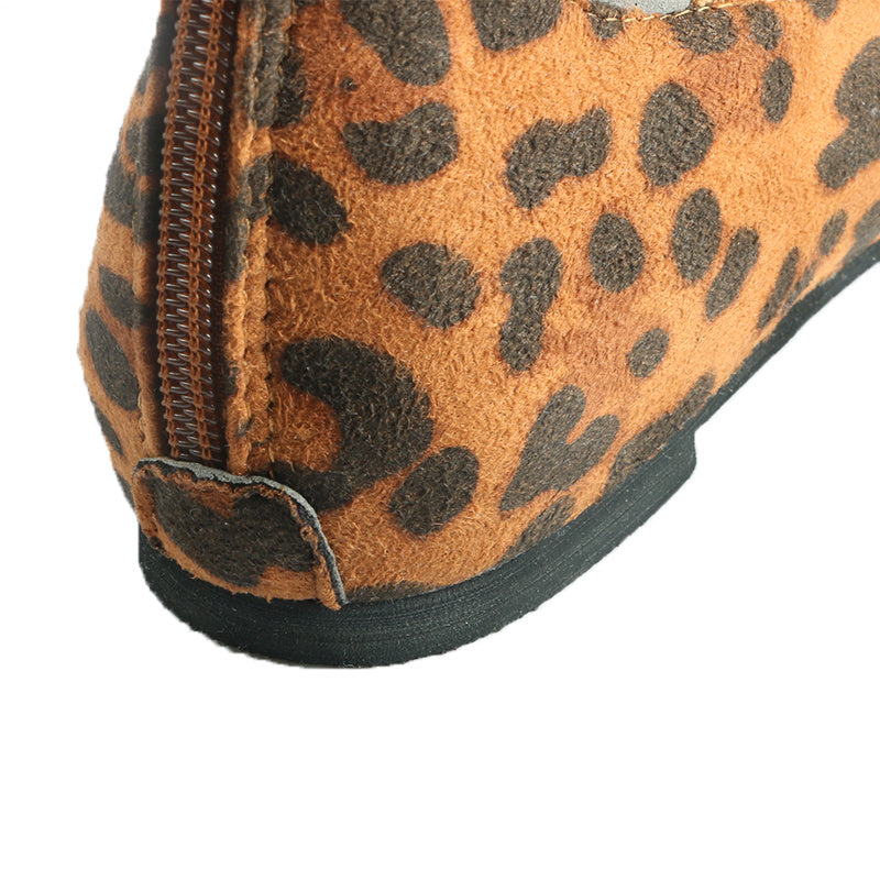 Frauen Frühling Herbst Leopard Print Casual Fashion Weiche Runde Zehe Solide Elastische Riemen Flache Schuhe