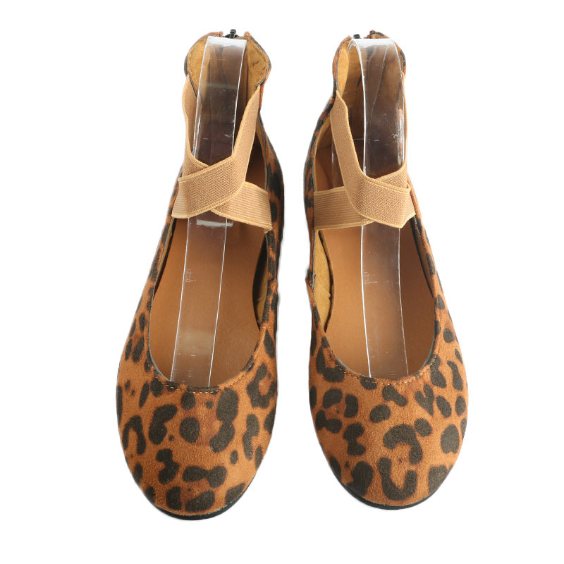 Frauen Frühling Herbst Leopard Print Casual Fashion Weiche Runde Zehe Solide Elastische Riemen Flache Schuhe