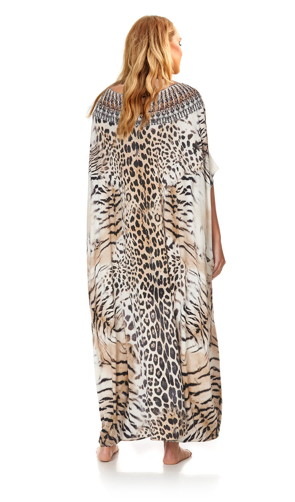 Damen Strandbluse Leopard Print Robe Ferienkleid