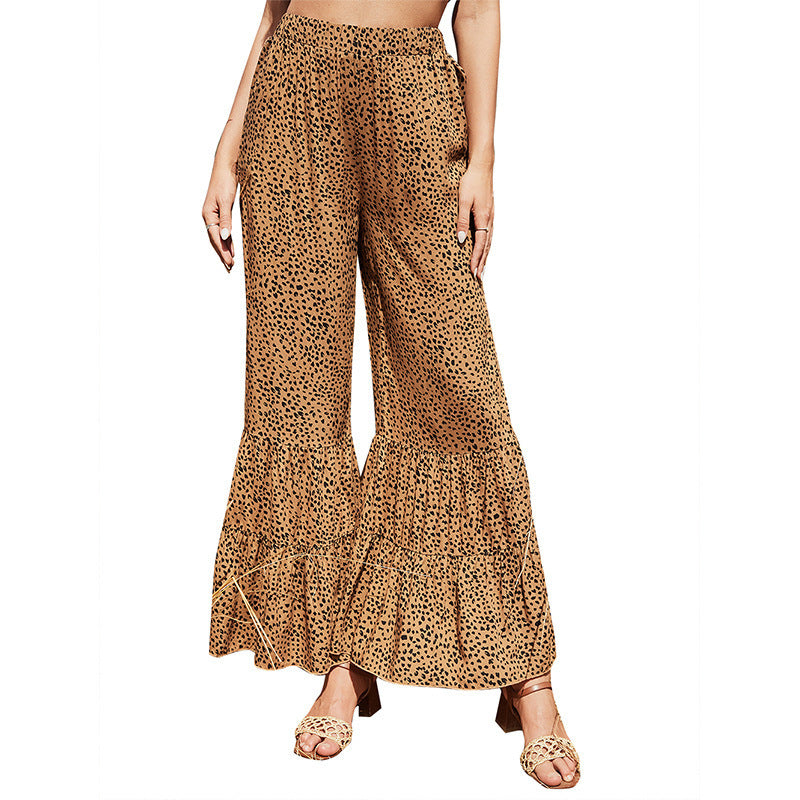 Fashion Leopard Print Wide Leg Casual Pants