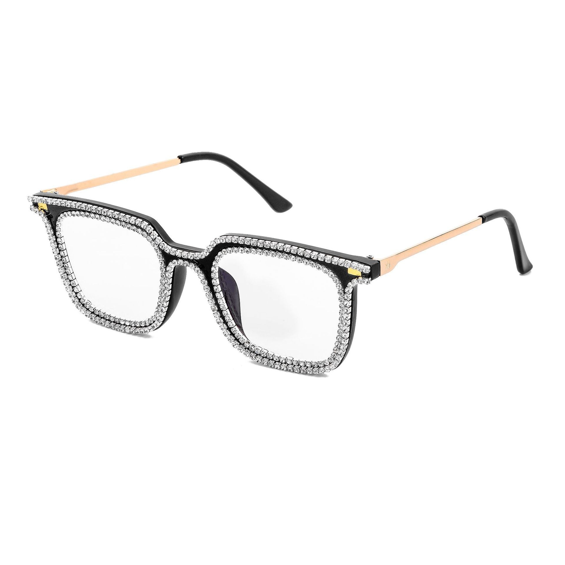 Quadratischer Punkt Bohrer Sonnenbrille Leopard Muster Rahmen Diamant Mode Sonnenbrille