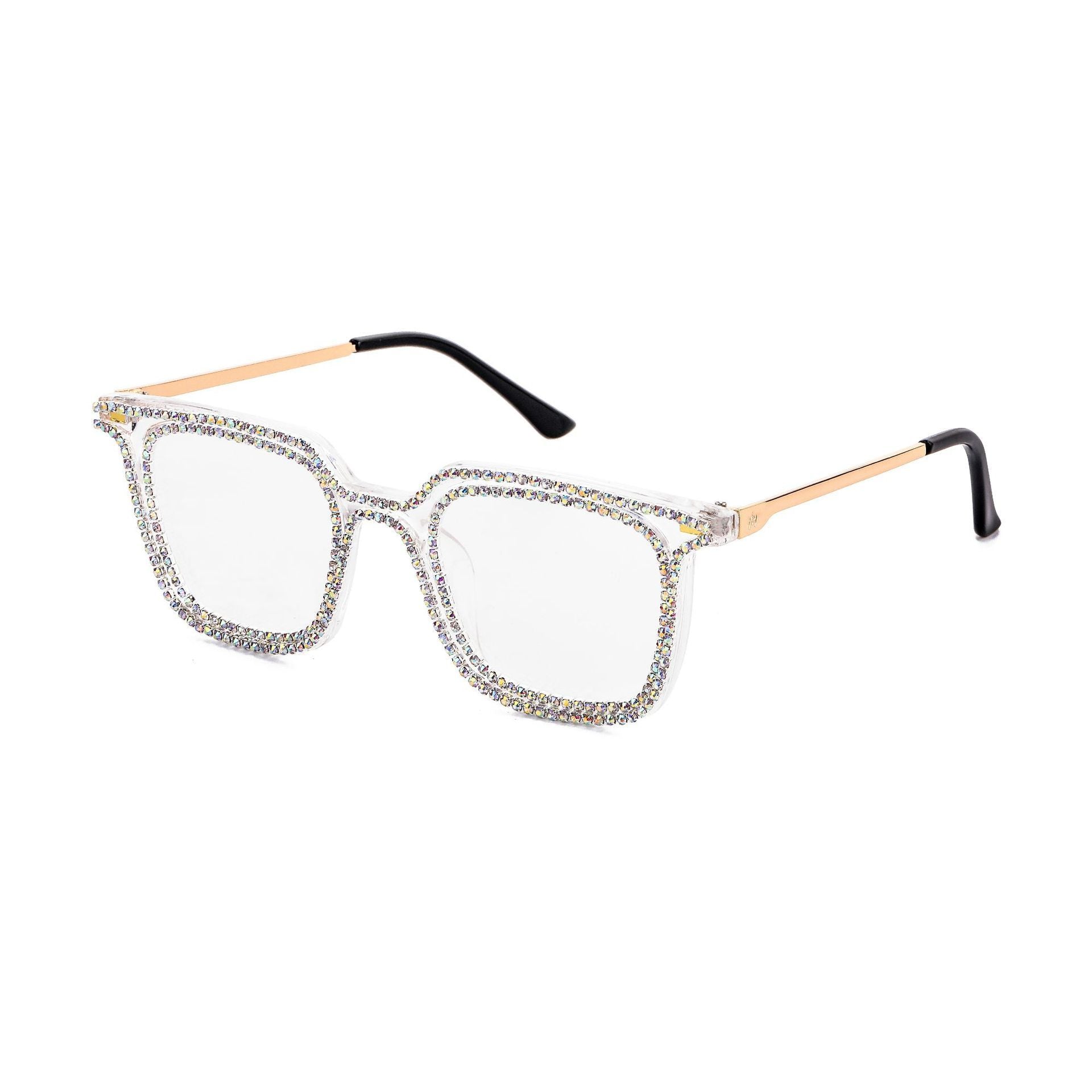Quadratischer Punkt Bohrer Sonnenbrille Leopard Muster Rahmen Diamant Mode Sonnenbrille
