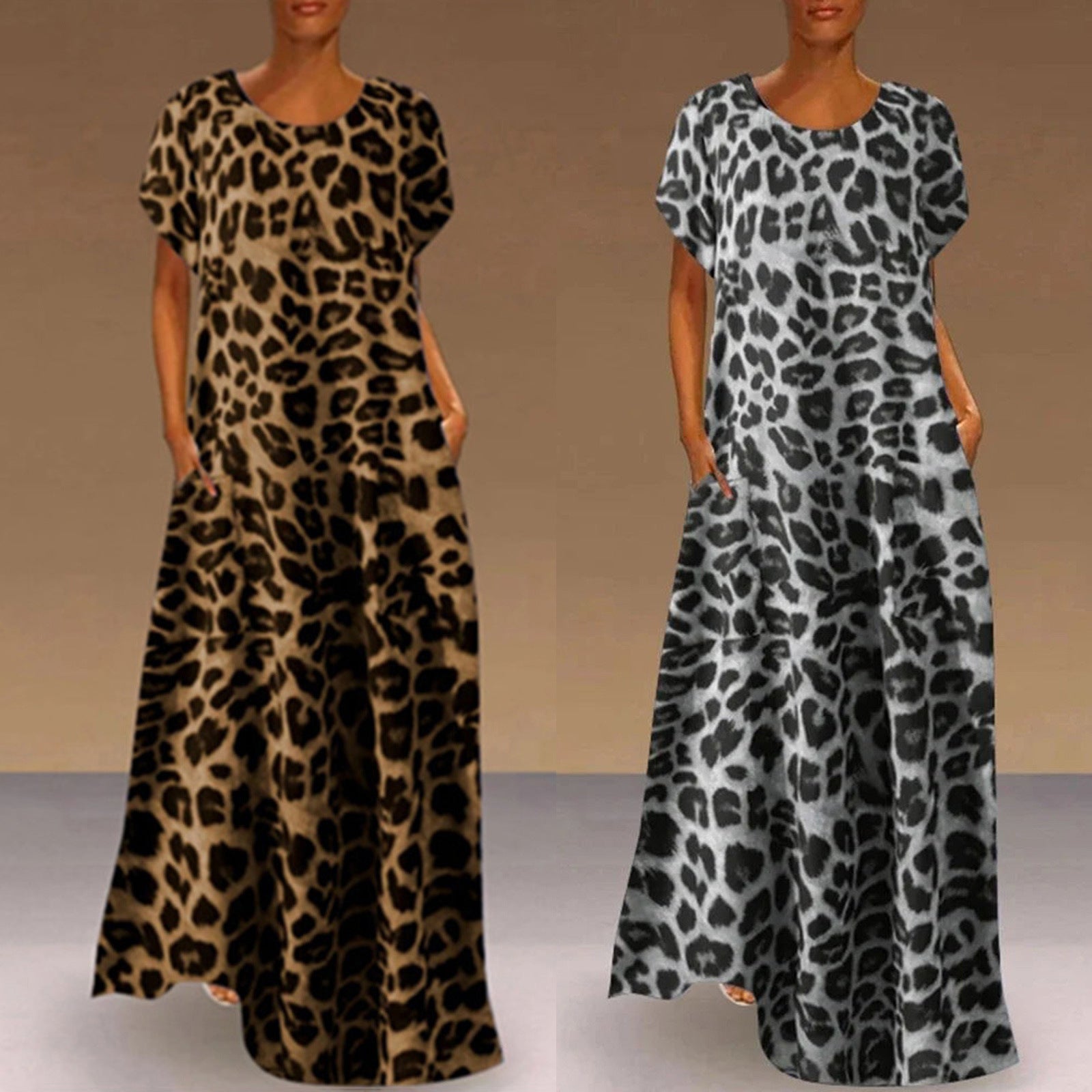 Einteiliges T-Bühnenkleid mit Leopardenmuster ist dünner