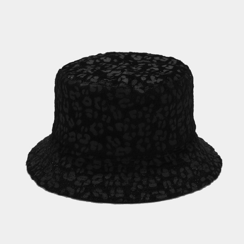 Leopard Doppelseitige Fischerhut Weibliche Wolle Schale Hut Herbst und Winter im Freien Sonnenhut
