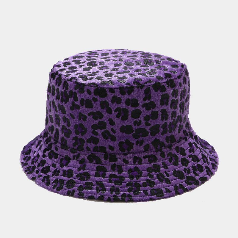 Leopard Doppelseitige Fischerhut Weibliche Wolle Schale Hut Herbst und Winter im Freien Sonnenhut