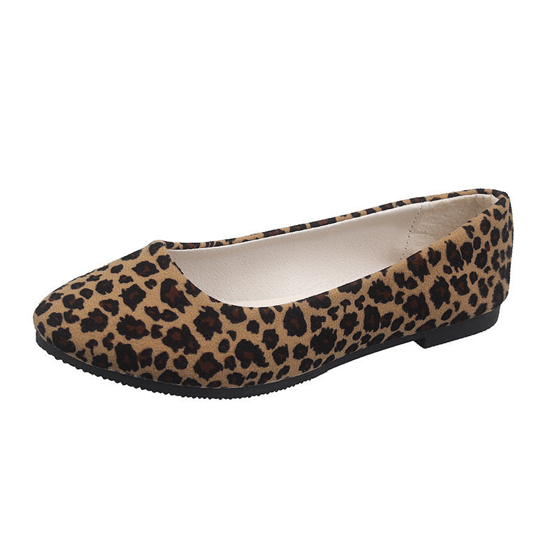 Kontrast Farbe Leopard Print Frauen einzelne Schuhe flache Schuhe