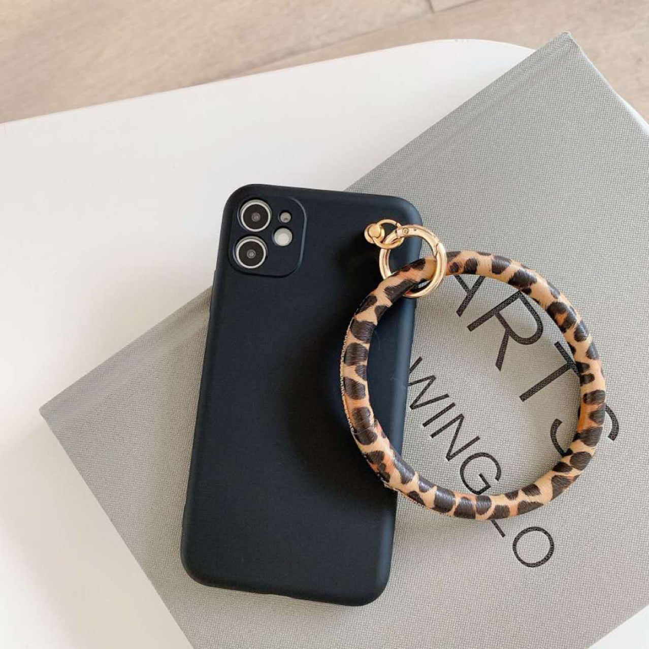 Kompatibel mit Apple, Mode Leopard Print Ring Anhänger Telefon Fall