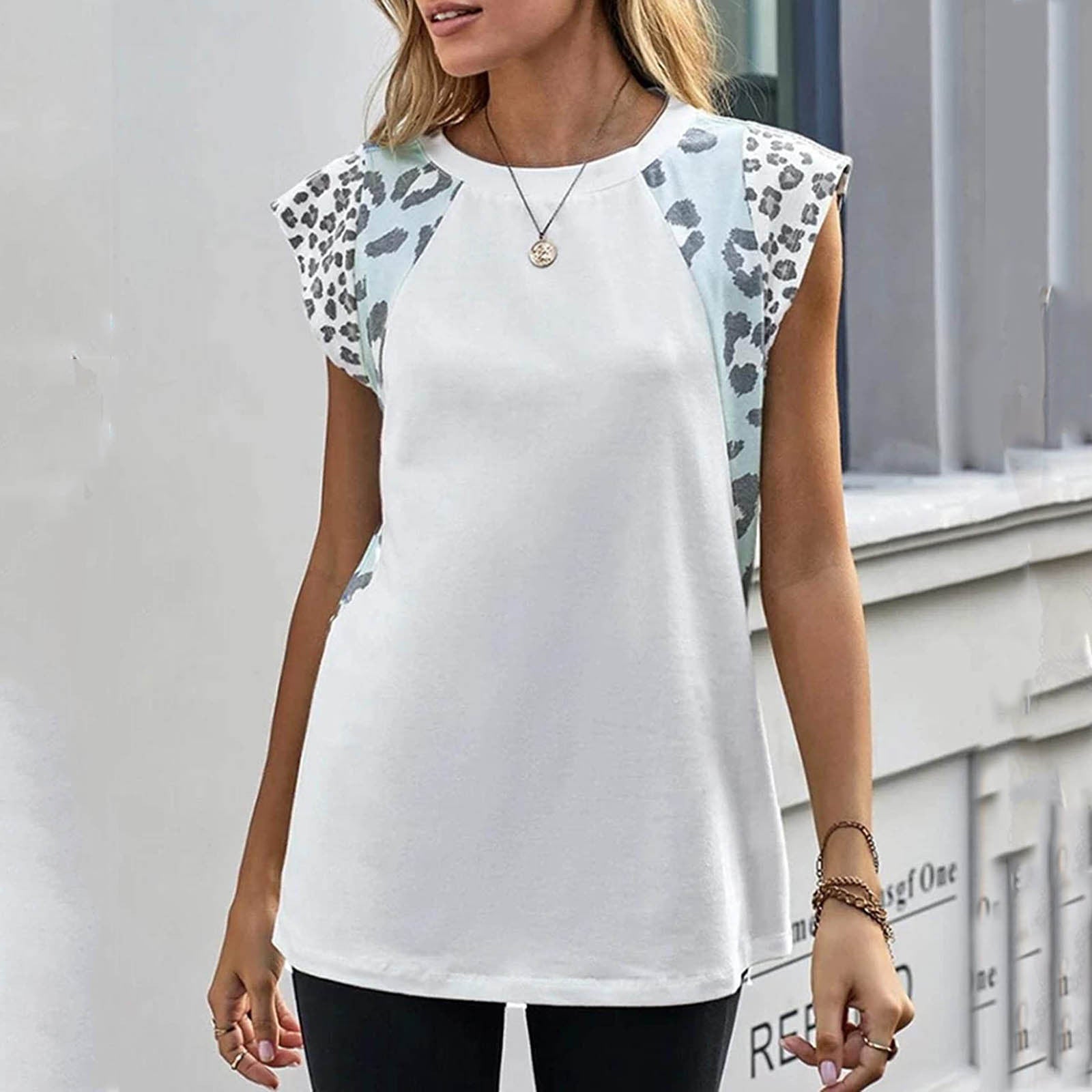 Temperament Commuter Short Sleeve Top Leopard Print Women