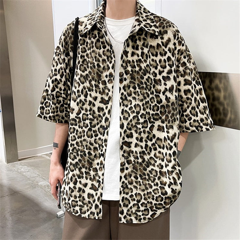 Kurzarmhemd mit Leopardenmuster Men's Trend