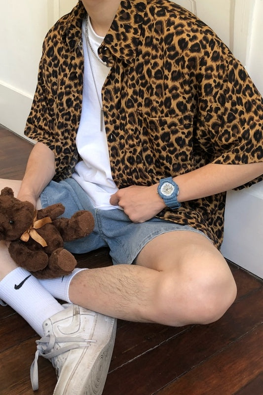 Kurzarmhemd mit Leopardenmuster Men's Trend