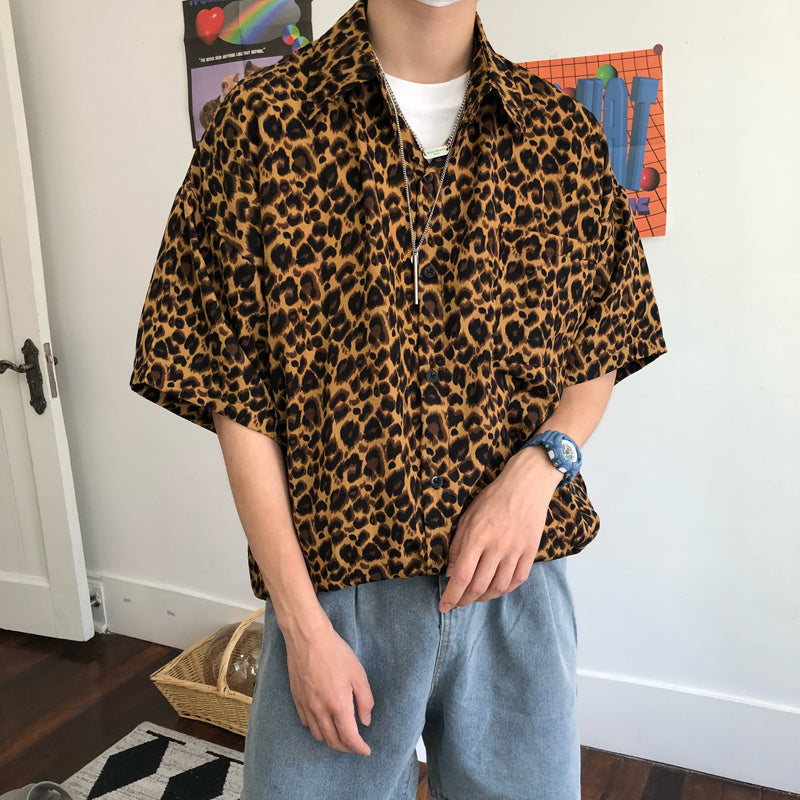 Kurzarmhemd mit Leopardenmuster Men's Trend