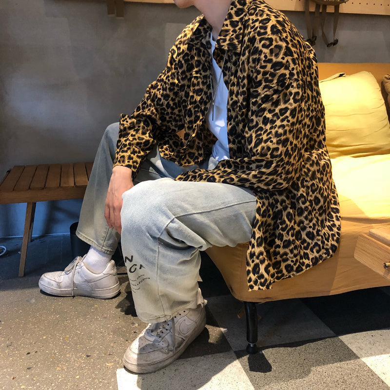 Kurzarmhemd mit Leopardenmuster Men's Trend