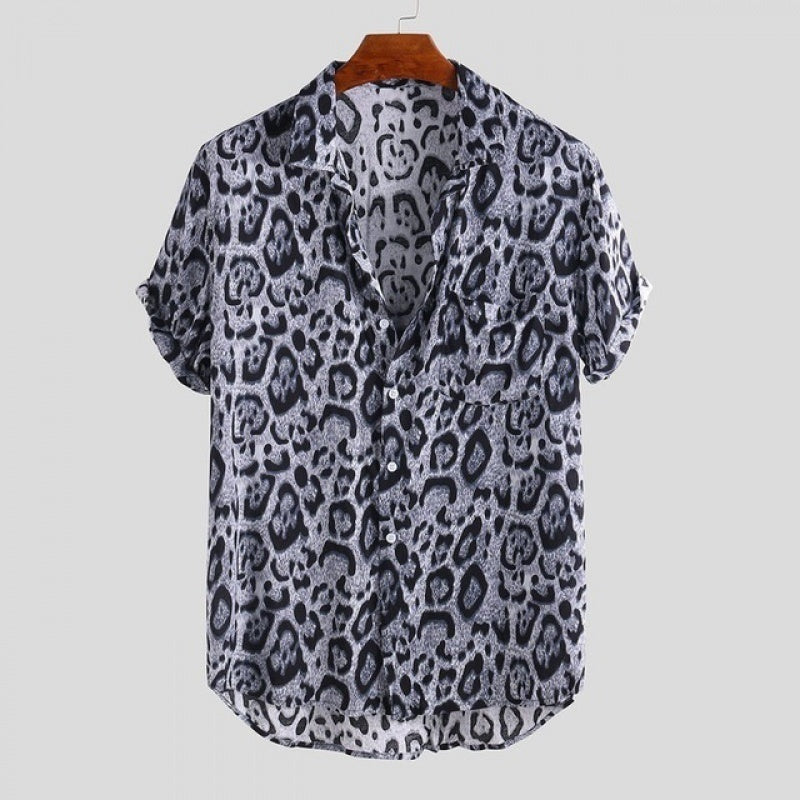 Europäische und amerikanische Mode Leopard Print Shirt