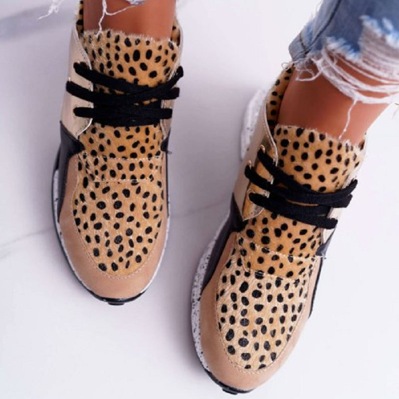 Turnschuhe Farbe Matching Erhöhte flachen Boden High-Top-Leopard Print Trend Einzelne Schuhe