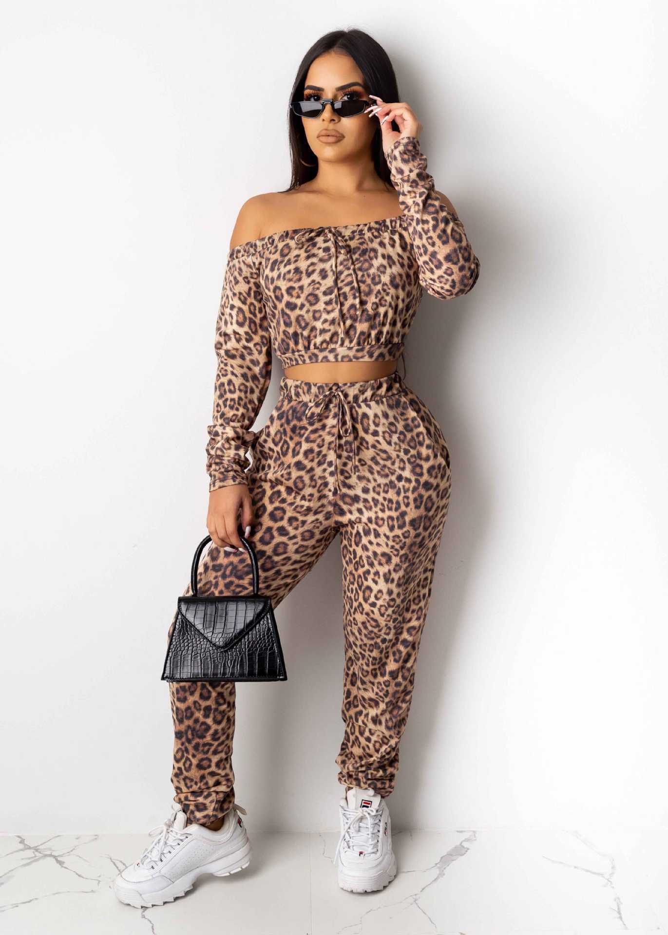 Sport Leopard Print Freizeitanzug