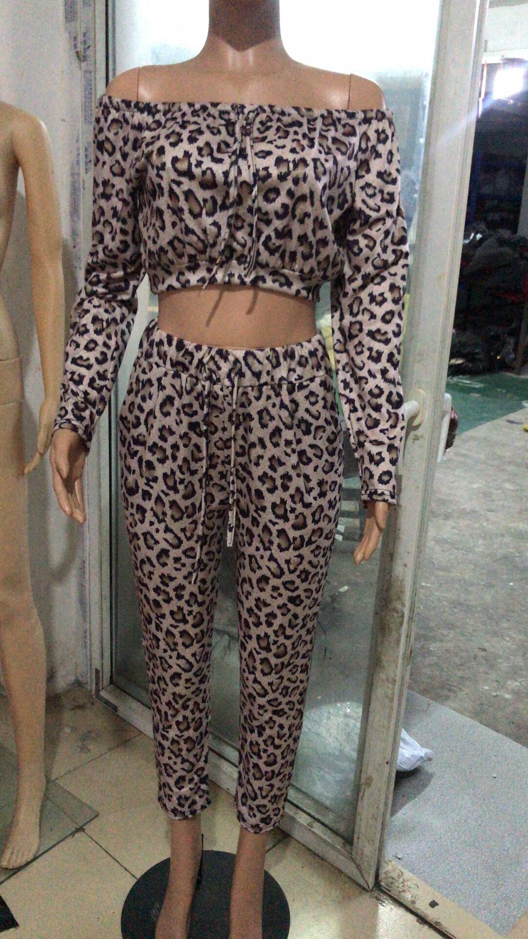 Sport Leopard Print Freizeitanzug
