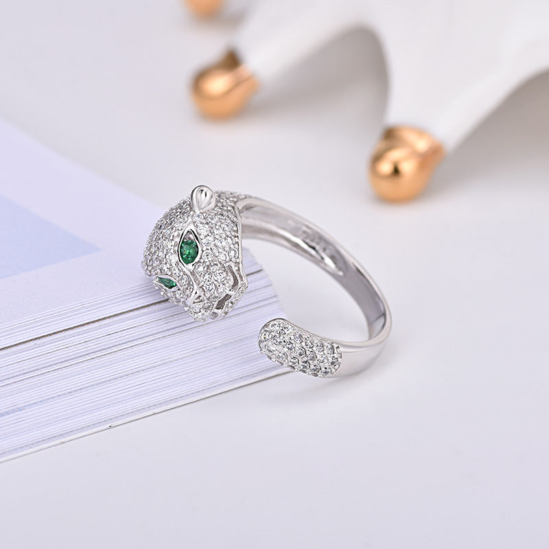 Beherrschende Persönlichkeit Leopardenkopf eingelegter Zirkon Damenschmuck