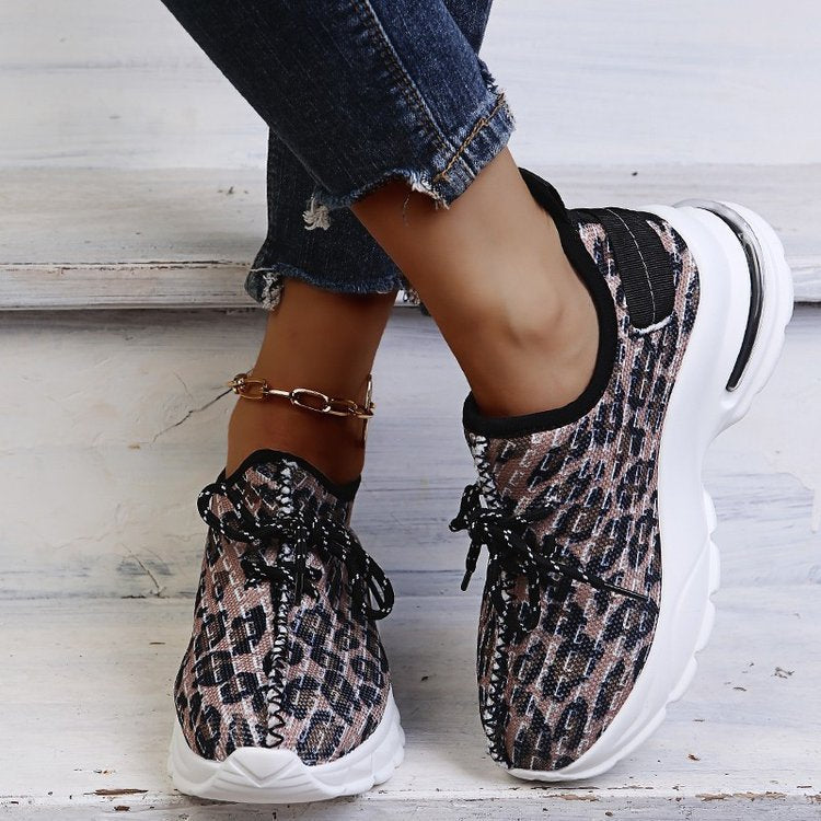 Große Größe Leopard Print Frauen Schuhe Dick-sohlige Casual Europäischen und amerikanischen