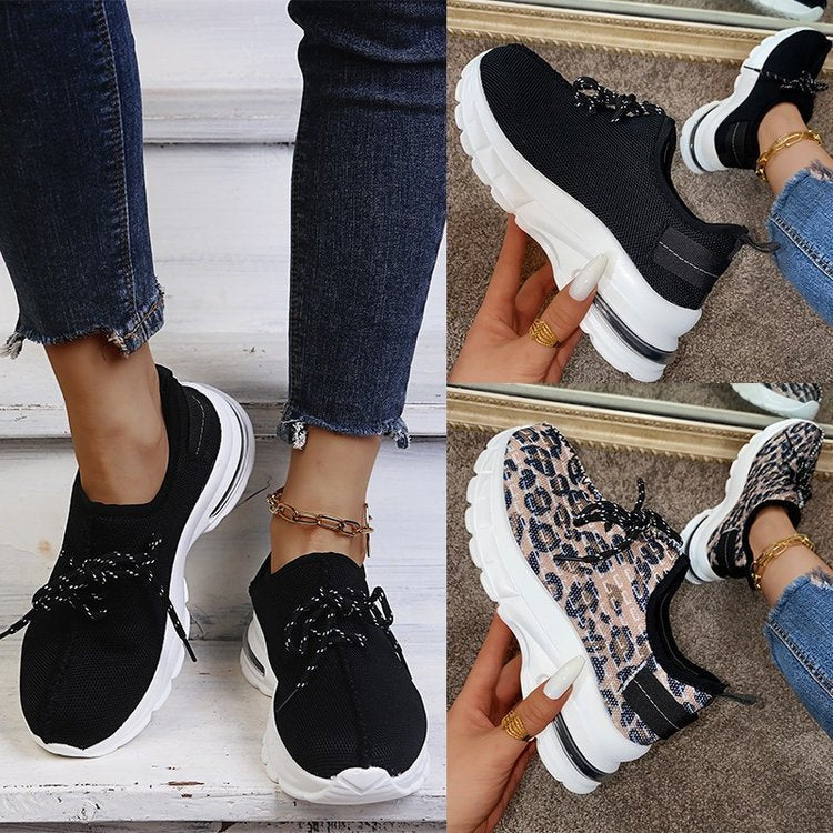 Große Größe Leopard Print Frauen Schuhe Dick-sohlige Casual Europäischen und amerikanischen