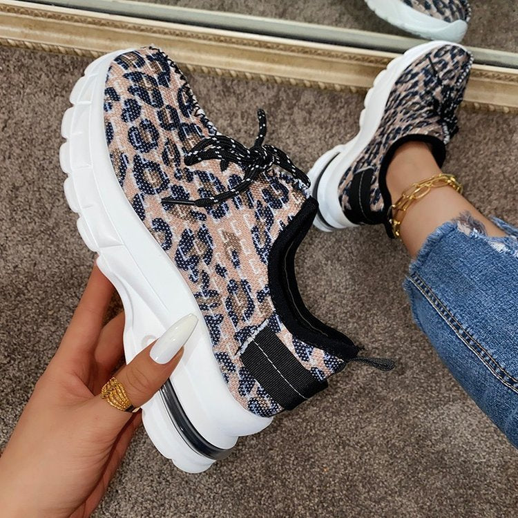 Große Größe Leopard Print Frauen Schuhe Dick-sohlige Casual Europäischen und amerikanischen