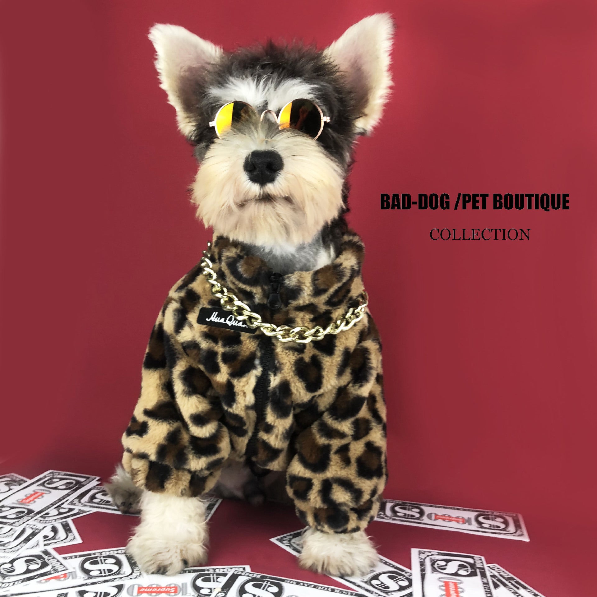 Dog clothes spring and autumn clothes leopard coat thickened Teddy Schnauzer Bomei Chihuahua pet tide brand clothing