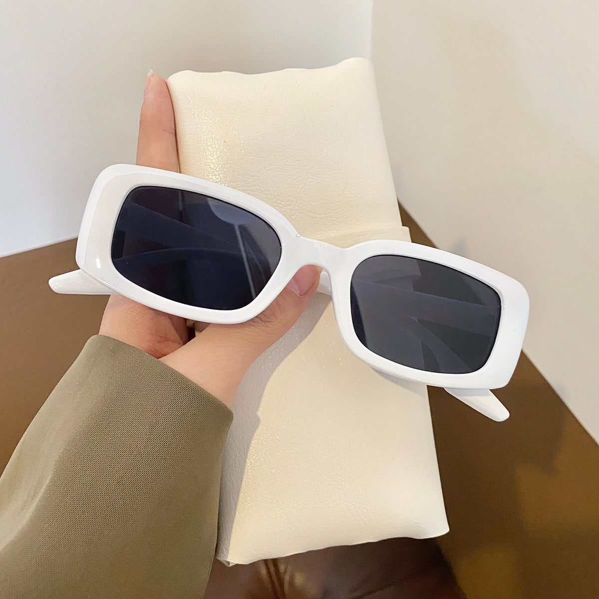 Konkave Form Anti-Ultraviolett Retro Small Box Leopard Print Sonnenbrille