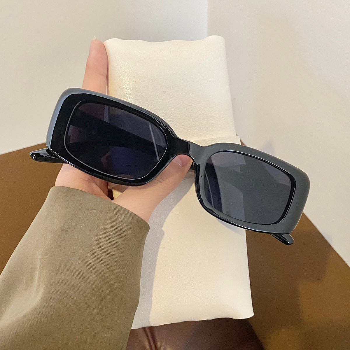 Konkave Form Anti-Ultraviolett Retro Small Box Leopard Print Sonnenbrille