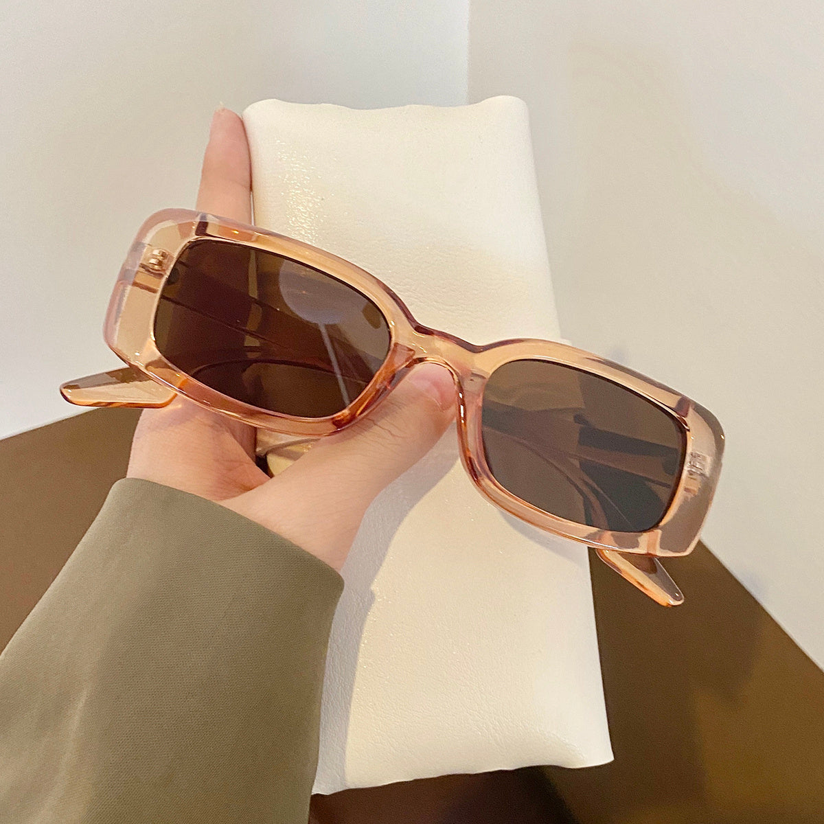 Konkave Form Anti-Ultraviolett Retro Small Box Leopard Print Sonnenbrille