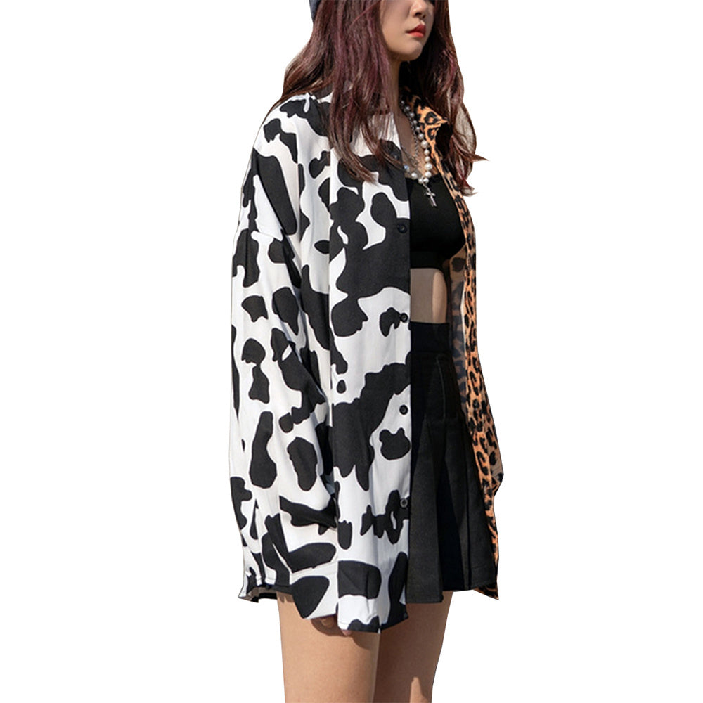 Colorblock-Shirt mit Leopardenmuster