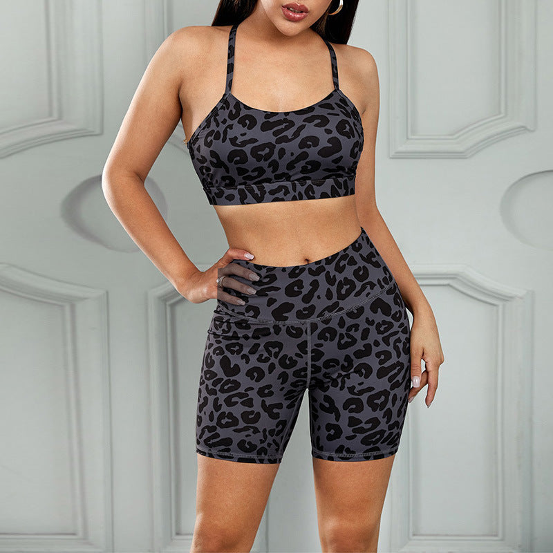 New Style Yoga Anzüge Sport Fitness Leopard Print Anzug Damen Fitness Anzug