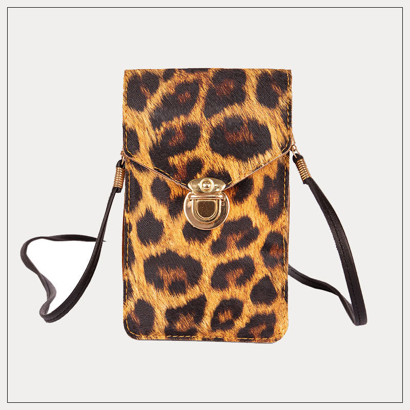 Retro-Telefontasche mit Leopardenmuster