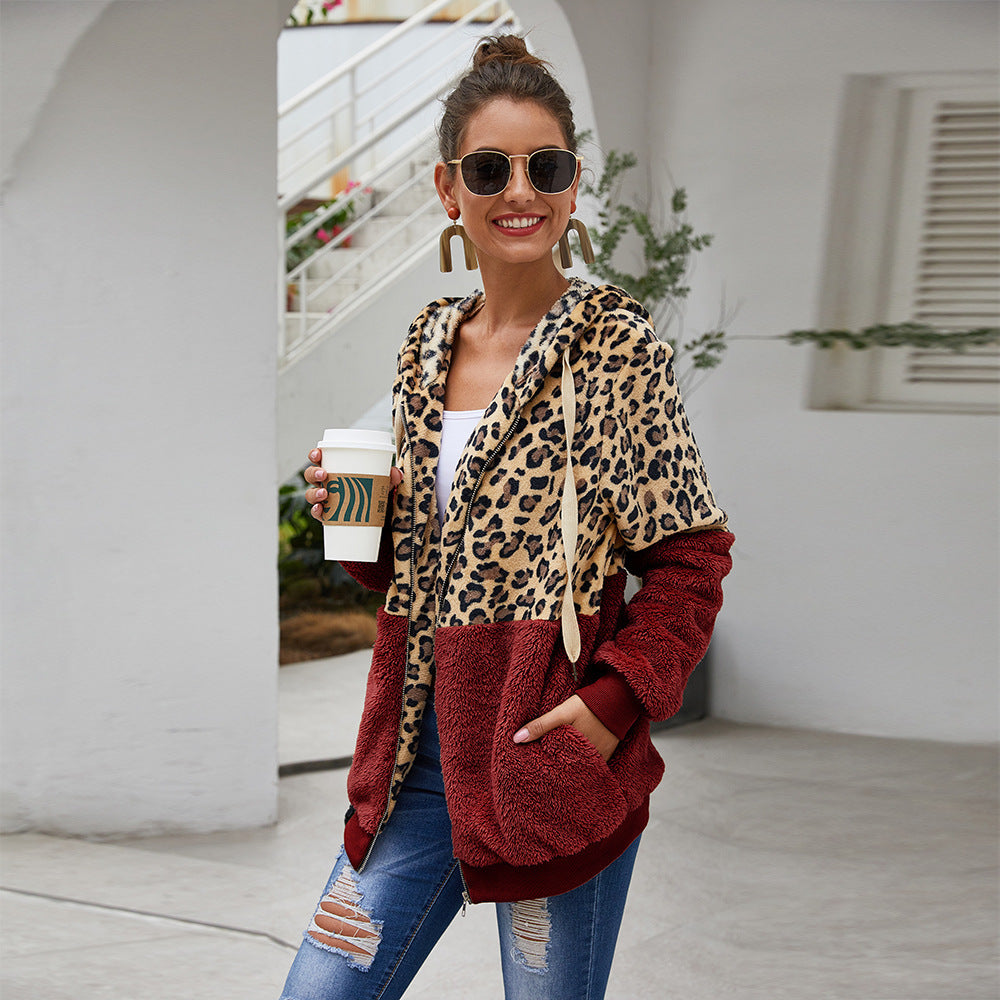 Leopard patch coat