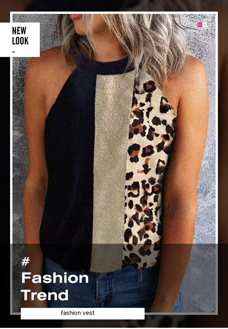 European And American Style Summer Leopard Print Multicolor Vest