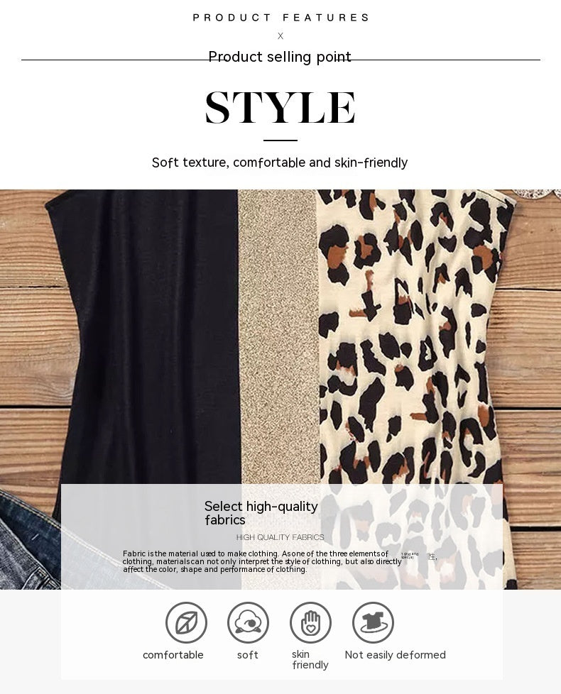 European And American Style Summer Leopard Print Multicolor Vest