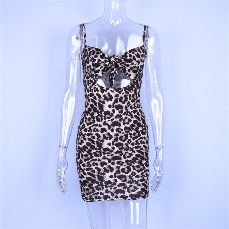 Leopard bow tie tube dress
