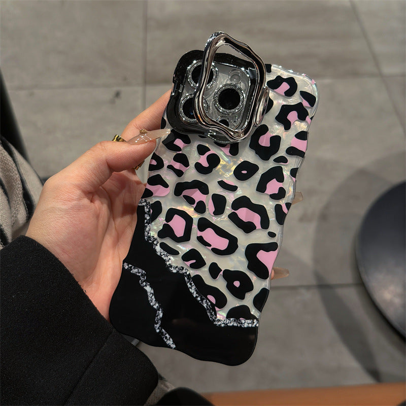 Ins Wave Leopard Print Telefon Fall Objektiv Halterung