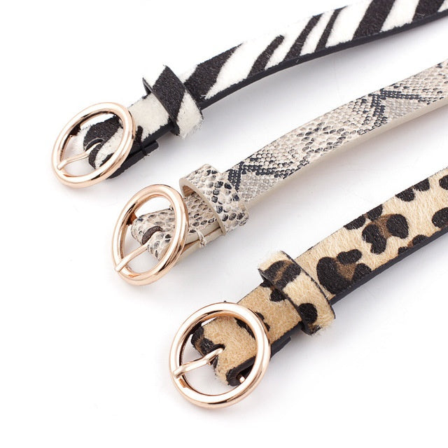 Mode runder Knopf Leopard Style Zebra Snake Belt